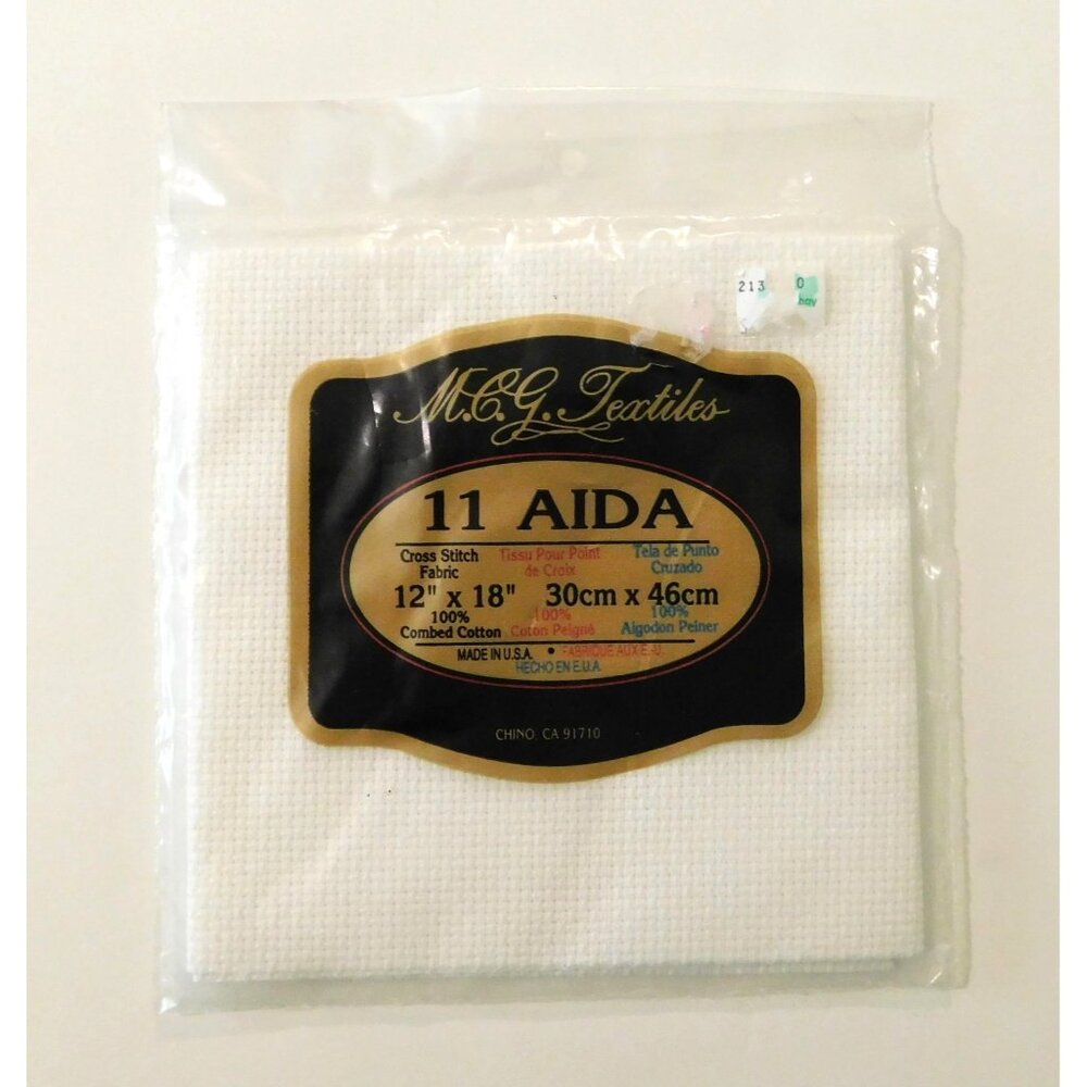 11 Aida Cross Stitch Fabric 12" x 18" 100% Combed Cotton White MCG Textiles